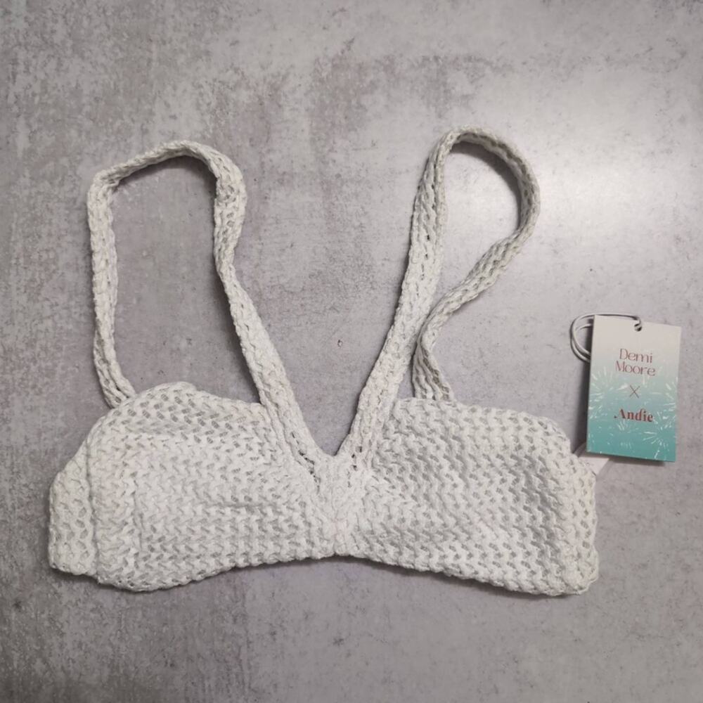 NWT Demi Moore X Andie Monaco Top White Crochet Bikini XS